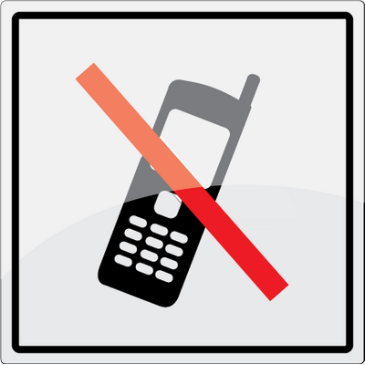 Mobiltelefon forbudt - 1 mm rustfrit stål - 150 x 150 mm