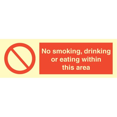 Se No smoking, drinking or eating - Self Adhesive Vinyl - 100 x 300 mm hos JO Safety