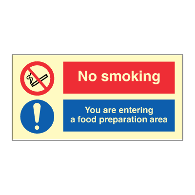 No smoking - You are entering food area - combination signs