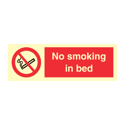Se No smoking in bed - Rigid plast - 100 x 300 mm hos JO Safety