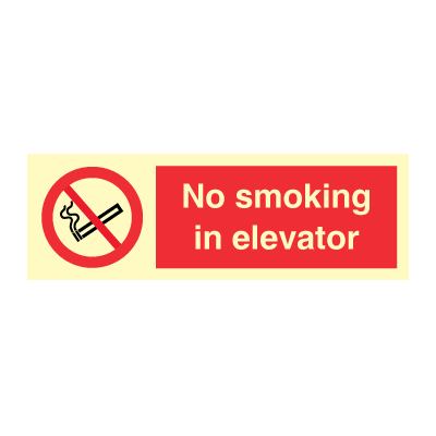 Se No smoking in elevator - Rigid plast - 100 x 300 mm hos JO Safety