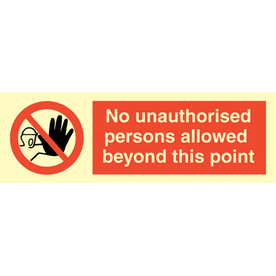 No unauthorised persons allowed  - Photolumienescent Self Adhesive Vinyl - 100 x 300 mm