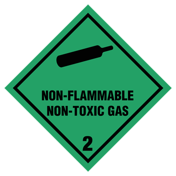 Non-flammable Non-toxic gas kl. 2 fareseddel