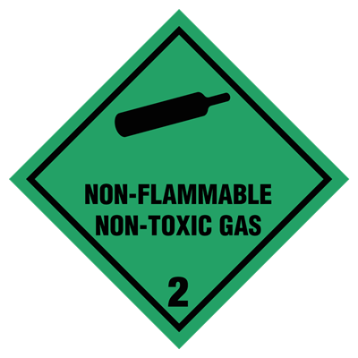 Non-flammable Non-toxic gas 2 fareseddel - 250 stk rulle - 100 x 100 mm