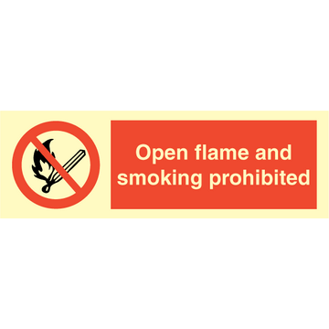 Open flames and smoking prohibited - Photolumienescent Self Adhesive Vinyl - 100 x 300 mm