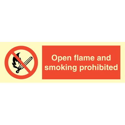 Se Open flames and smoking prohibited - Rigid plast - 100 x 300 mm hos JO Safety