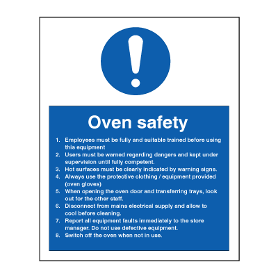 Oven safety - mandatory signs