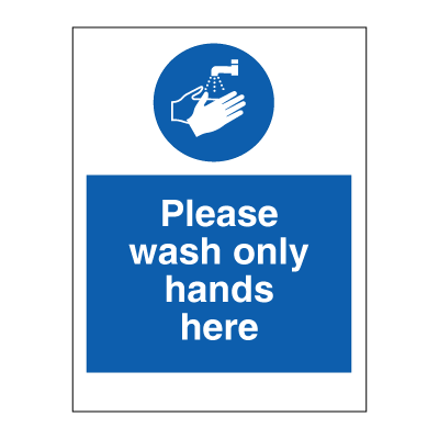 Se Please wash only hands here - Self Adhesive Vinyl - 200 x 150 mm hos JO Safety