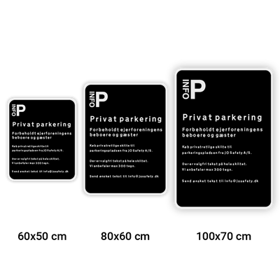 Parkeringsskilte med egen tekst/logo - private parkeringsområder (sort privatretlig tavle)