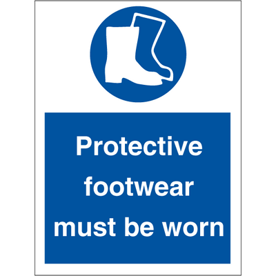 Protective footwear must be worn - Photoluminescent Rigid - 200 x 150 mm