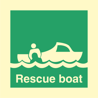 Billede af Rescue Boat - Photoluminescent Rigid - 150 x 150 mm hos JO Safety