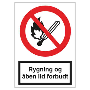 Rygning og åben ild forbudt - forbudsskilt - F104