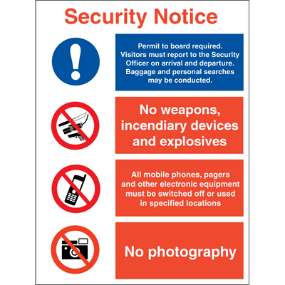 Security Notice - Photoluminescent Rigid - 400 x 300 mm
