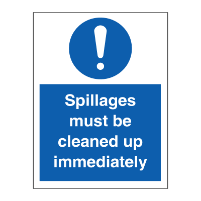Se Spillages must be cleaned up immediately hos JO Safety