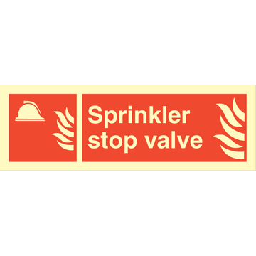 Sprinkler stop valve - Photolumienescent Self Adhesive Vinyl - 100 x 300 mm
