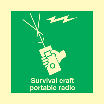 Survival Craft Portable Radio - Photolumienescent Self Adhesive Vinyl - 150 x 150 mm