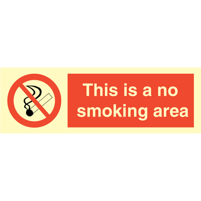 Se This is a no smoking area - Photoluminescent Self Adhesive Vinyl - 100 x 300 mm hos JO Safety
