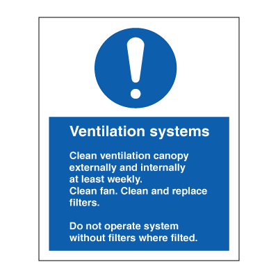 Ventilation systems - mandatory signs