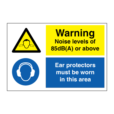 Warning Noise levels of 85 dB - combination signs