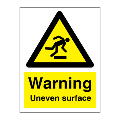 Warning Uneven surface - hazard signs