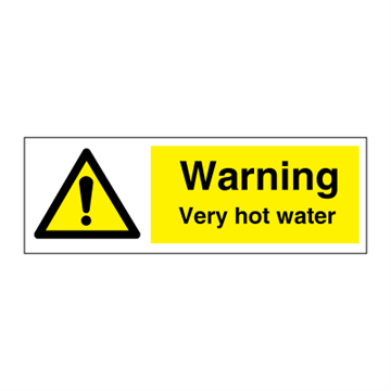 Warning - Very hot water - hazard and warning signs
